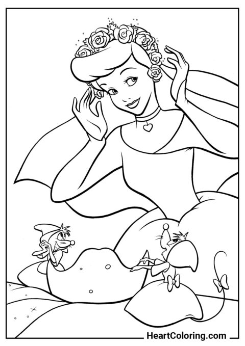 A Flower Crown for Cinderella - Cinderella Coloring Pages