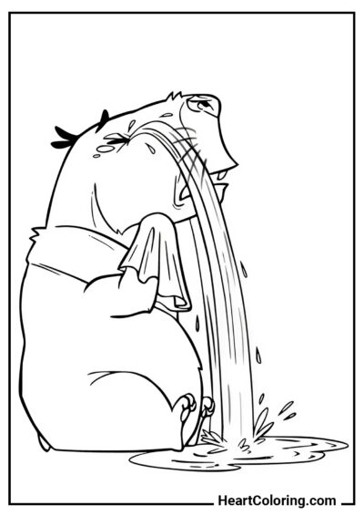 Crying Capybara - Capybara Coloring Pages