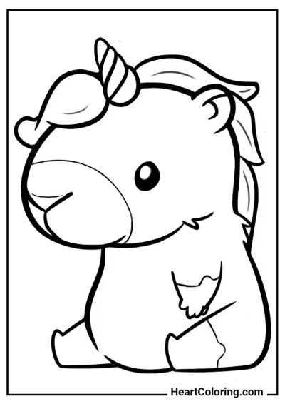 Cute Capybara Unicorn - Capybara Coloring Pages