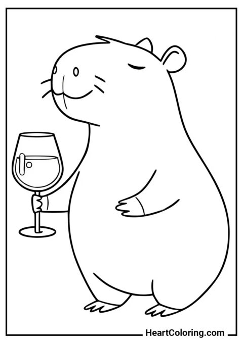 Funny Sommelier - Capybara Coloring Pages