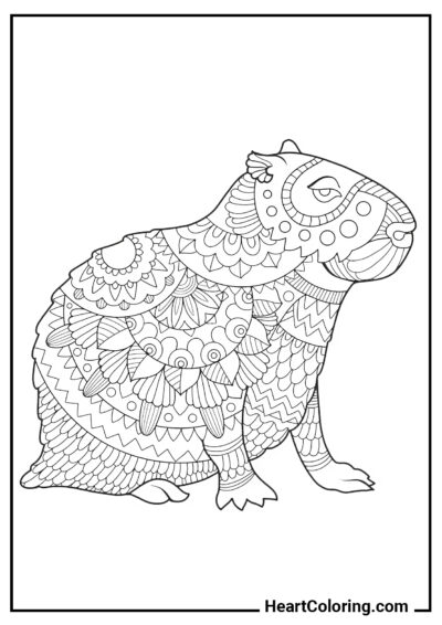 Capybara with Intricate Patterns - Capybara Coloring Pages