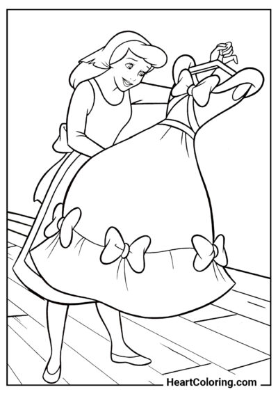 Cinderella with Her New Dress - Cinderella Coloring Pages