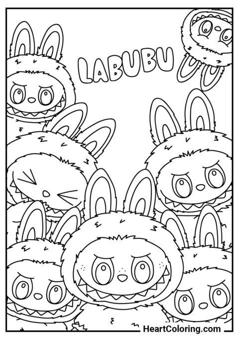 Chamada de Vídeo com o Grupo Labubu - Desenhos do Labubu para Colorir