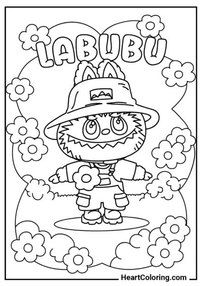 Labubu como Espantalho de Jardim - Desenhos do Labubu para Colorir