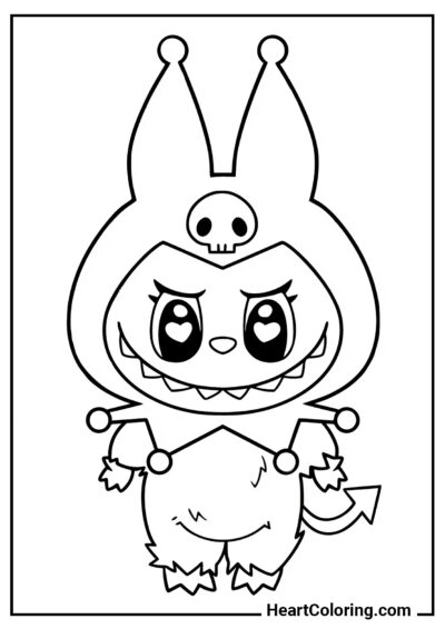 Fantasia Kuromi para Labubu - Desenhos do Labubu para Colorir