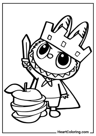 Bebê Labubu com Traje de Rei - Desenhos do Labubu para Colorir