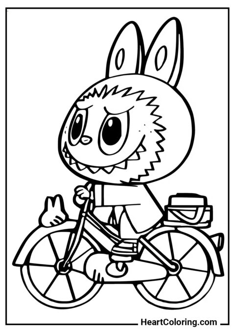 Aventura de Bicicleta - Desenhos do Labubu para Colorir