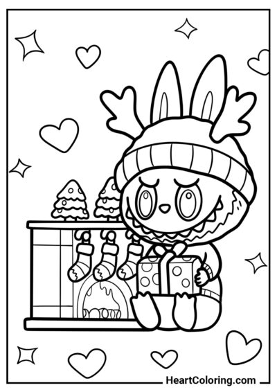 Presente de Natal para Labubu - Desenhos do Labubu para Colorir