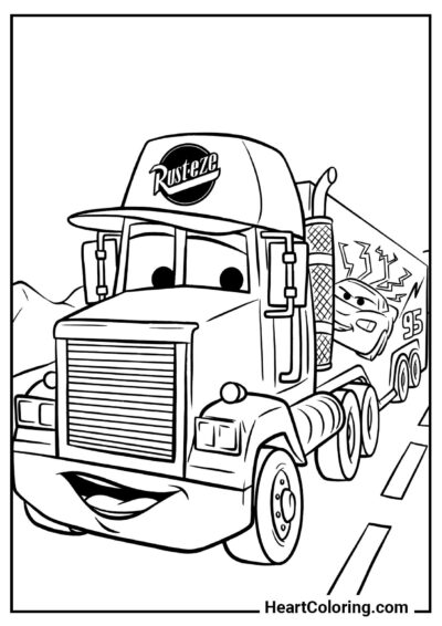 Easy coloring page: Mack the Transport Truck from "Disney Cars Coloring Pages"