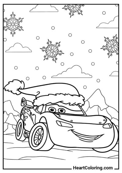 Free to print: Lightning McQueen at Christmas