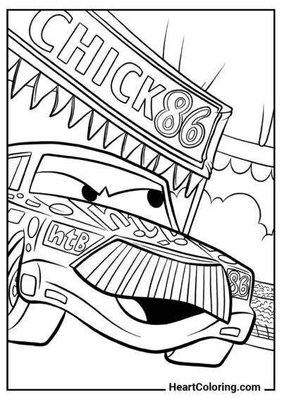 Chick - Thunder - Hicks – fun sheet from "Disney Cars Coloring Pages"