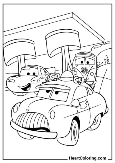 Sheriff, Fillmore, and Lightning – fun, printable coloring sheet