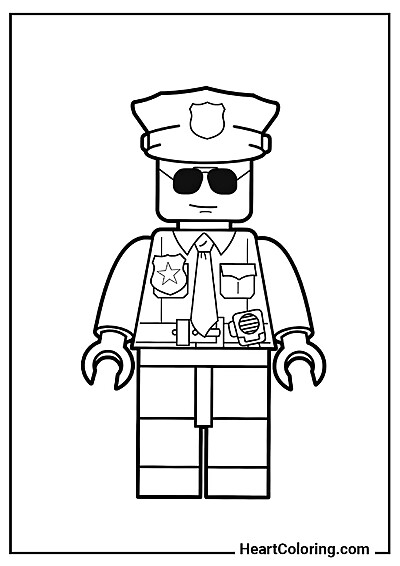 Ausmalbild Lego Polizist – herunterladen, drucken, ausmalen