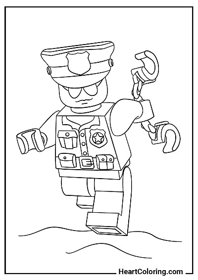 Policjant z Kajdankami Wciągająca kolorowanka Policjant z Kajdankami z działu "Kolorowanki Lego"