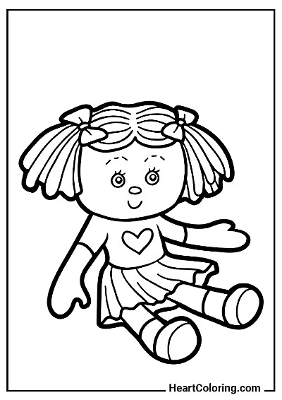 Jouet drôle en robe avec cœur Jouet drôle en robe avec cœur — image simple à colorier