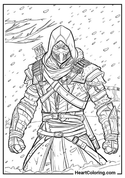 Jornada de Sub-Zero — desenho em preto e branco para colorir