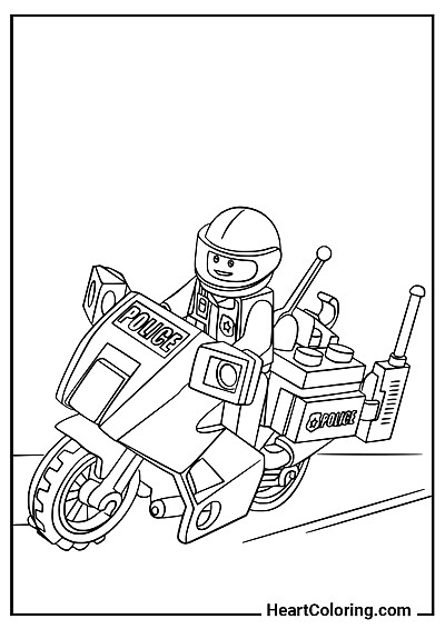 Let’s color: Police Officer on a Motorcycle