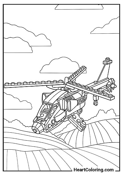 Lego Hubschrauber – aus der Serie "Lego Ausmalbilder" für kleine Künstler