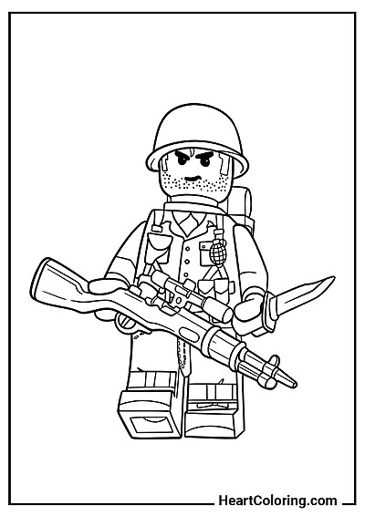 Mini-figurine Soldat avec Arme — image simple à colorier