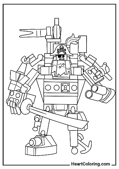 Pirate dans un Méga Mech de Bataille — dessin gratuit pour enfants