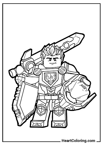 Lego Bohater Nexo Knights Lego Bohater Nexo Knights — czarno-biały obrazek do kolorowania