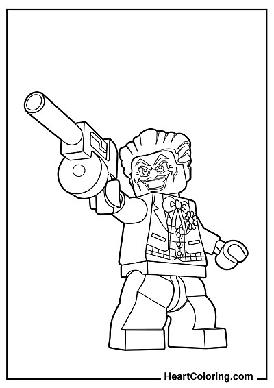 Joker mit Maschinengewehr – originelles Ausmalbild zum Herunterladen