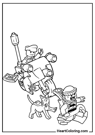 Spannendes Ausmalbild Polizeiverfolgung aus der Kategorie "Lego Ausmalbilder"