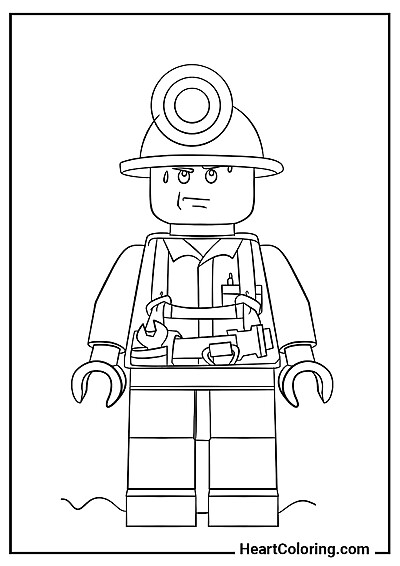 Popularna kolorowanka Minifigurka Lego Górnik z serii "Kolorowanki Lego"