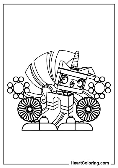 Kolorowanka Zabawna Figurka Unikitty dla dzieci z kategorii "Kolorowanki Lego"