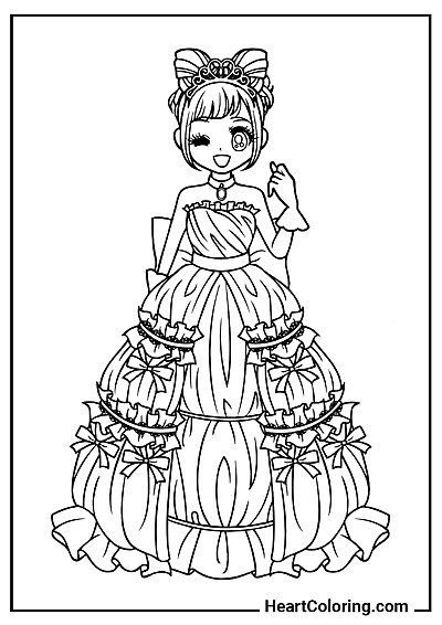 Anime-Puppe im Ballkleid Anime-Puppe im Ballkleid – aus der Sammlung: "Ausmalbilder Puppen"