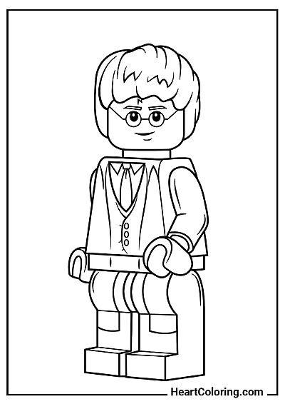 PDF zum Ausdrucken: Ausmalbild Harry Potter-Minifigur