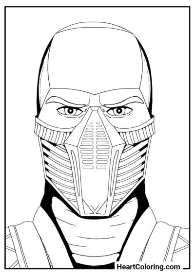 Portrait de Scorpion — dessin à colorier issu de la catégorie "Coloriages Mortal Kombat"