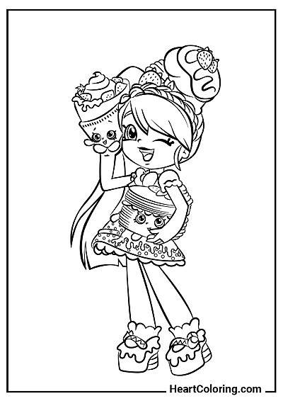 Poppette avec Cupcake — coloriage gratuit tiré de "Coloriage Shopkins"