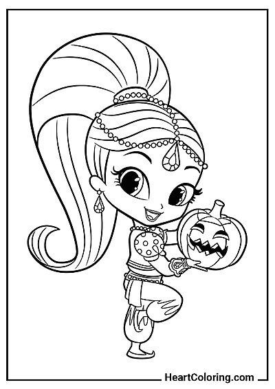 Shimmer con una zucca di Halloween — disegno PDF ad alta definizione
