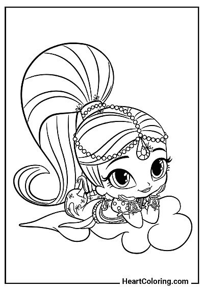 Shimmer su una nuvola soffice — selezione da "Disegni di Shimmer e Shine da colorare"