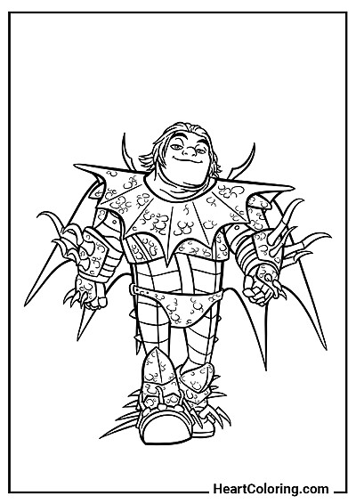 Desenho Snotlout com armadura — ótimo para imprimir em casa