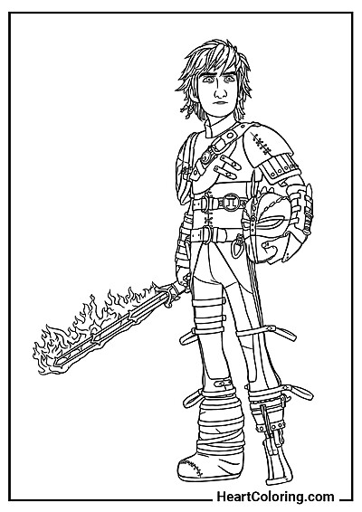 Desenho Soluço com espada flamejante — pinte com criatividade