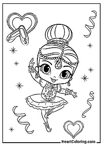 Shimmer ballerina — pagina da colorare dalla collezione "Disegni di Shimmer e Shine da colorare"