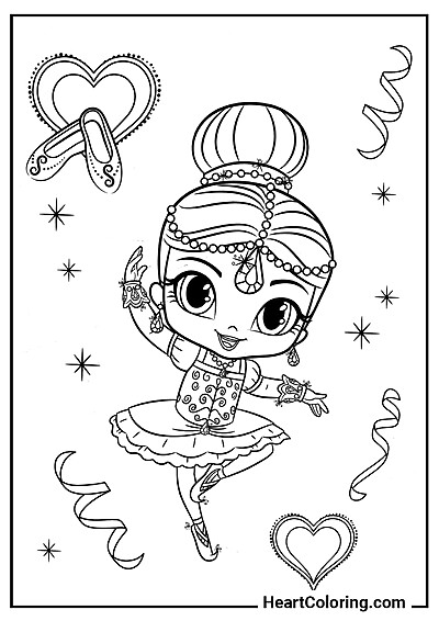 Shimmer ballerina — pagina da colorare dalla collezione "Disegni di Shimmer e Shine da colorare"