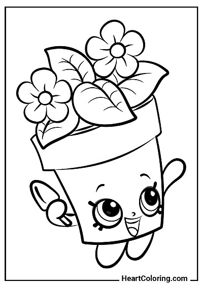 Coloriage facile de Pot de Fleurs pour enfants