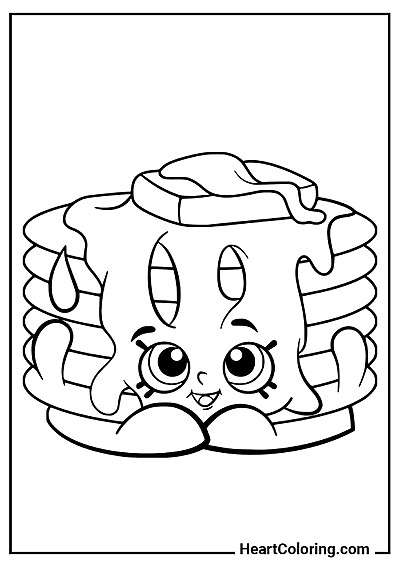 Coloriage Shopkins Pancakes — disponible en format A4